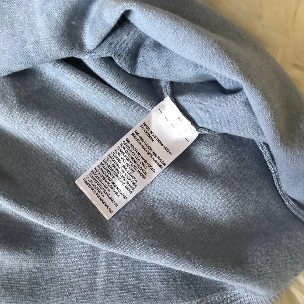 Chicos Blue Leaf Print Boat Neck Sweater Size 2 Large Rayon Blend Long Sleeve - Picture 7 of 13